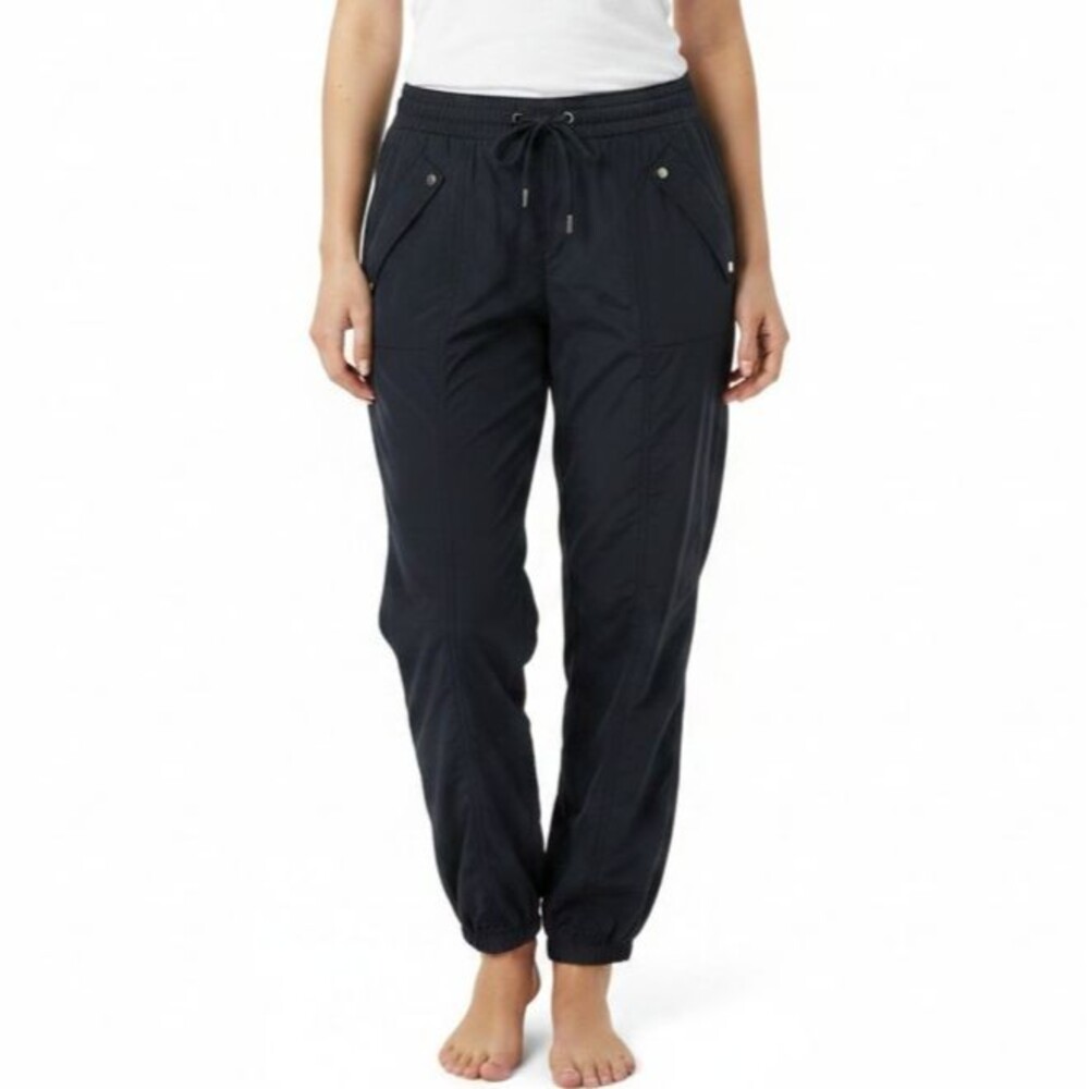 Witchery Jogger Utility Crop Pants Women XS Navy Blue Airy Festival Lightweight